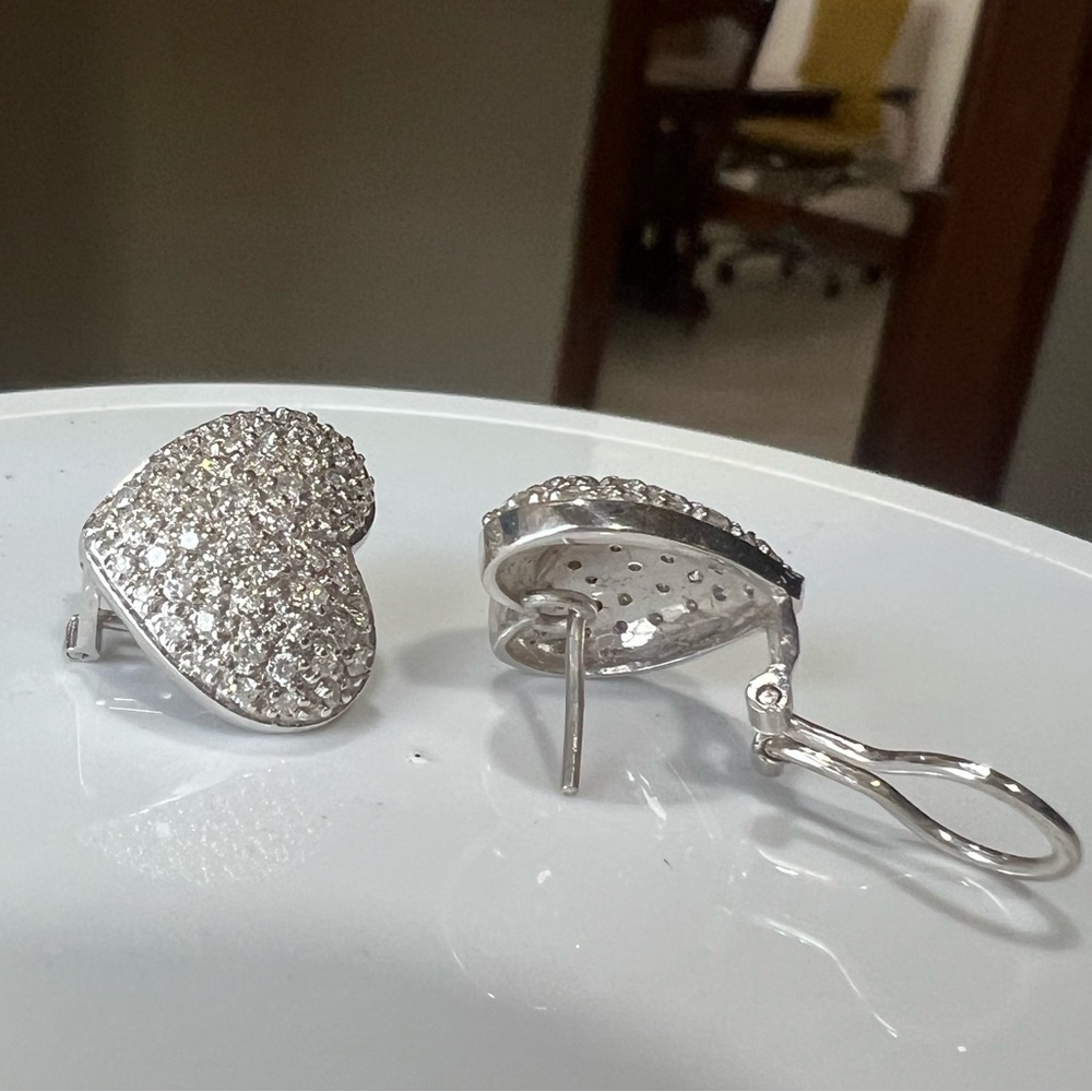Pave diamond earrings 14k - Picture 4 of 11